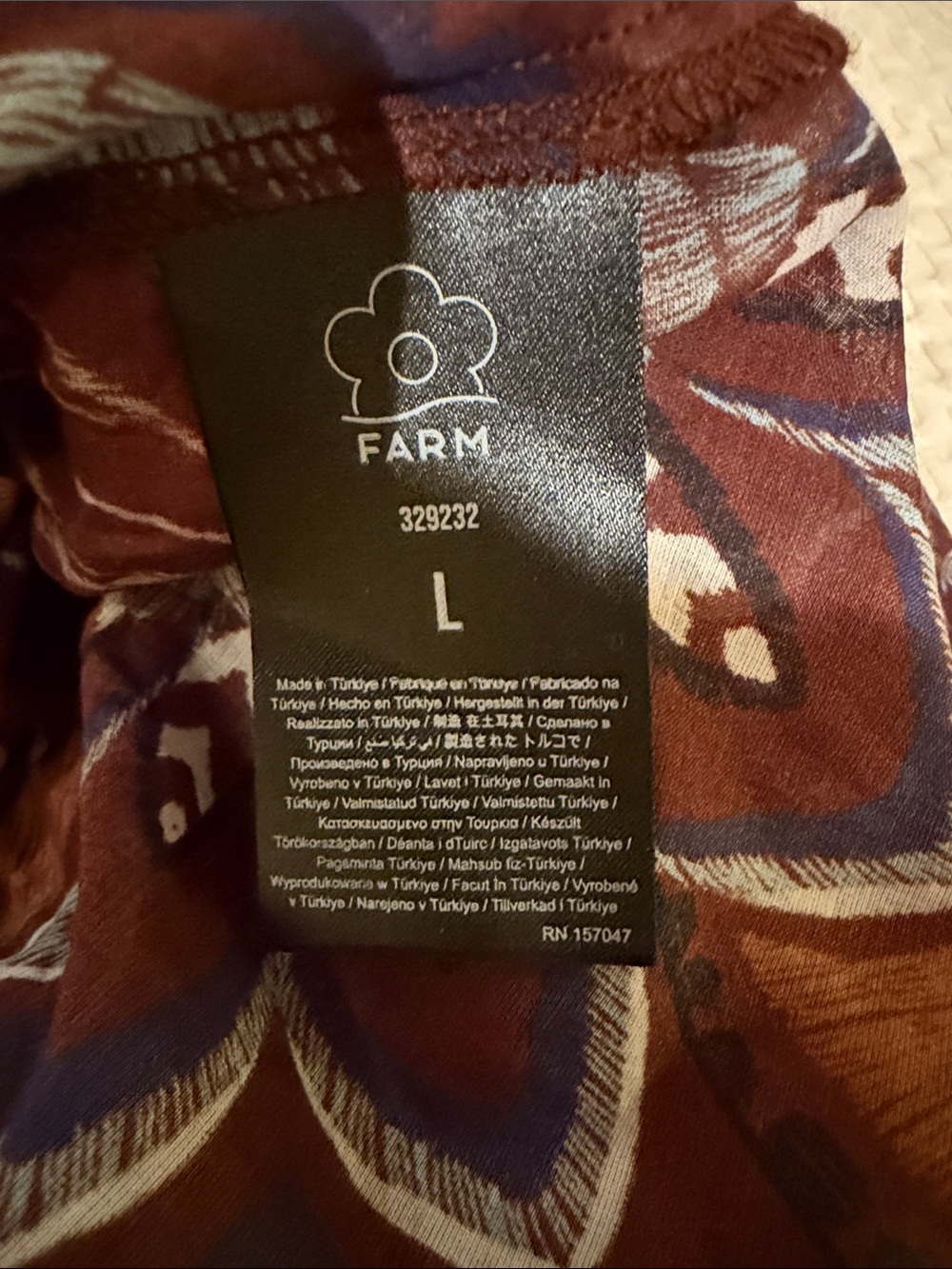 FARM Rio Brown and Blue Printed Midi Dress - Picture 7 of 7